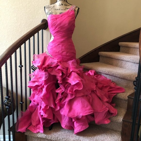Xtreme Dresses & Skirts - Xtreme Pink Organza One Shoulder Gown Dress NWT 6